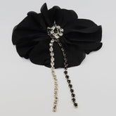 Large Fabric Flower Brooch with Strass chain, Large Flower for ceremony, Hanging accessory, BLACK color #BRO1002 - ACCESSOIRES LEDUC BV