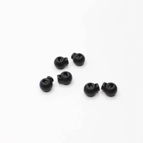 6 Black Round Cord Stoppers - ACCESSOIRES LEDUC BV