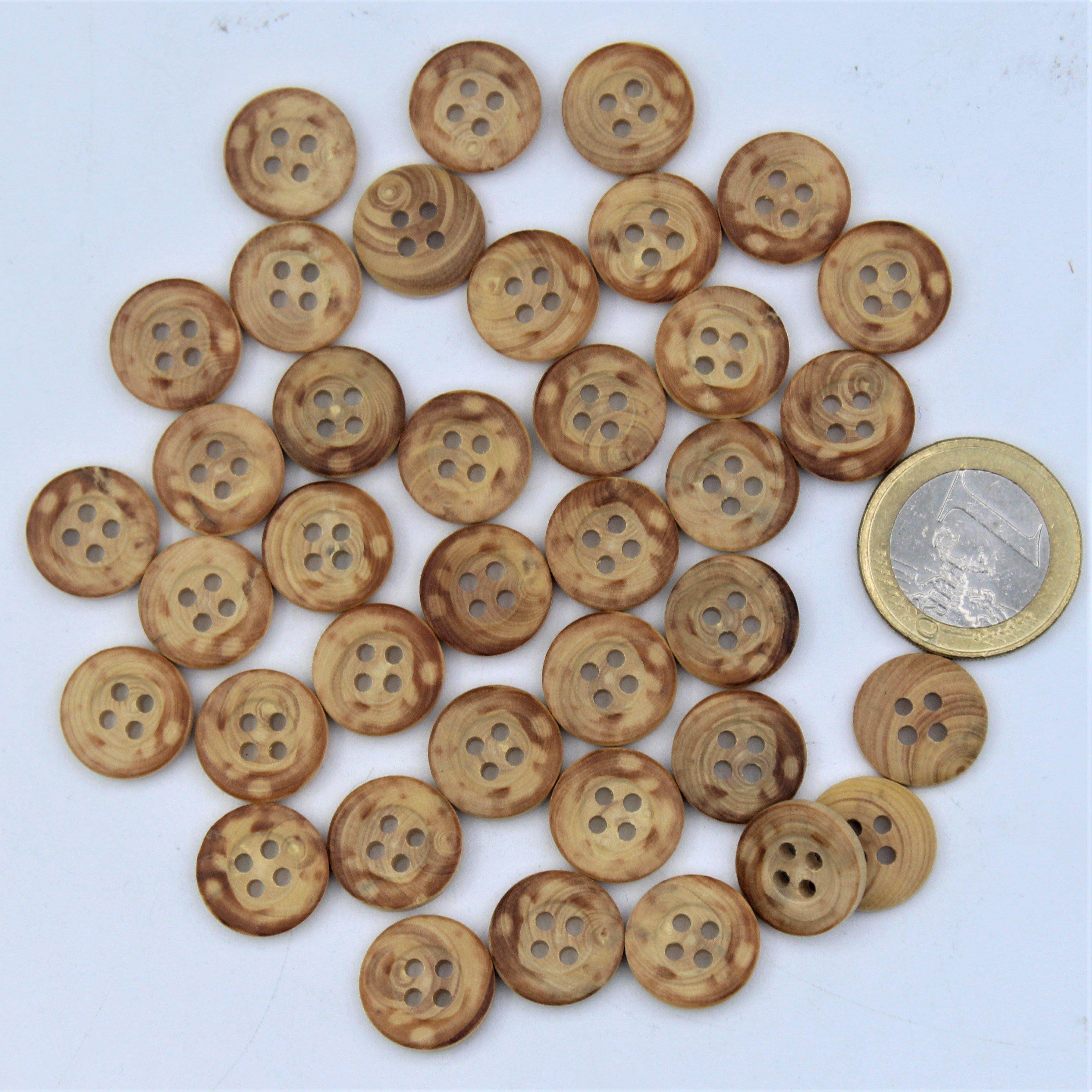 Clear Wood Button 4 holes #KB44000 - ACCESSOIRES LEDUC BV