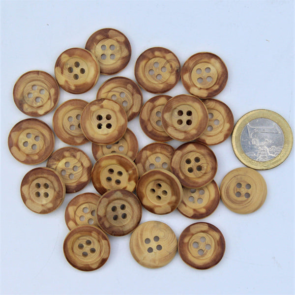 Clear Wood Button 4 holes #KB44000 - ACCESSOIRES LEDUC BV