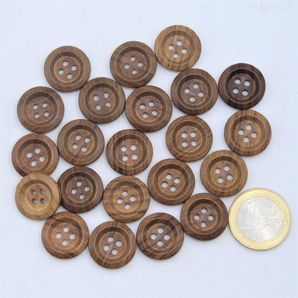 Chocolate Wooden Buttons 4 holes #KB44003 - ACCESSOIRES LEDUC BV
