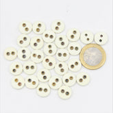Compound White Button with 2 Gold Metal Holes #KC24001 - ACCESSOIRES LEDUC BV