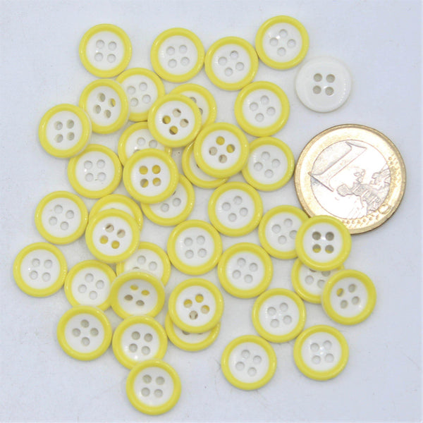 White&Yellow Compound Button 4 holes #KC44001 - ACCESSOIRES LEDUC BV