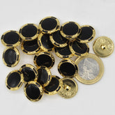 Black&Gold Circle Nylon Shank Button on Black background #KCQ4000 - ACCESSOIRES LEDUC BV