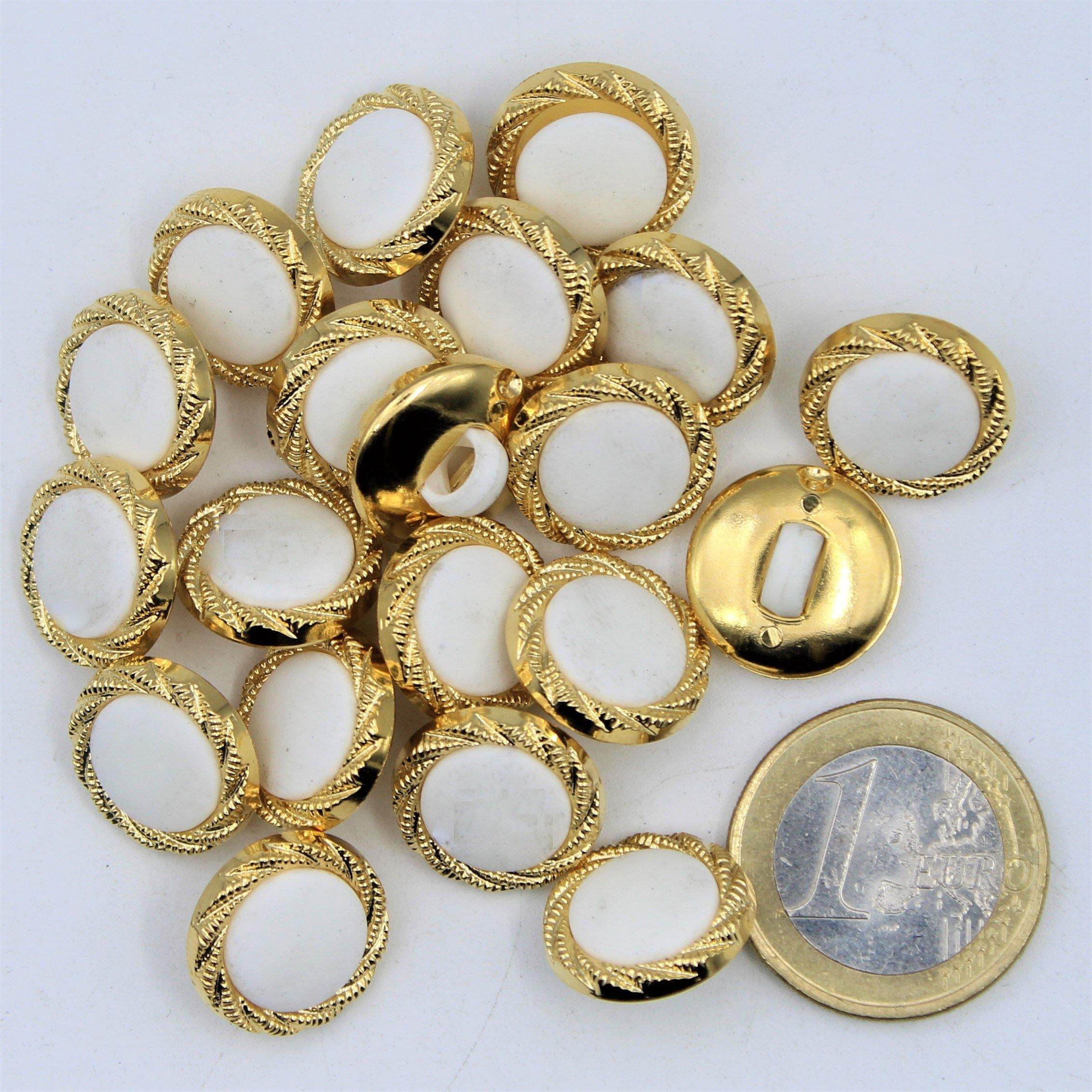 White Shank Lady Button With Gold Outline #KCQ4005 - ACCESSOIRES LEDUC BV
