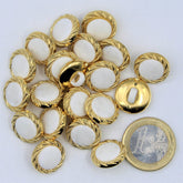 White Shank Lady Button With Gold Outline #KCQ4005 - ACCESSOIRES LEDUC BV