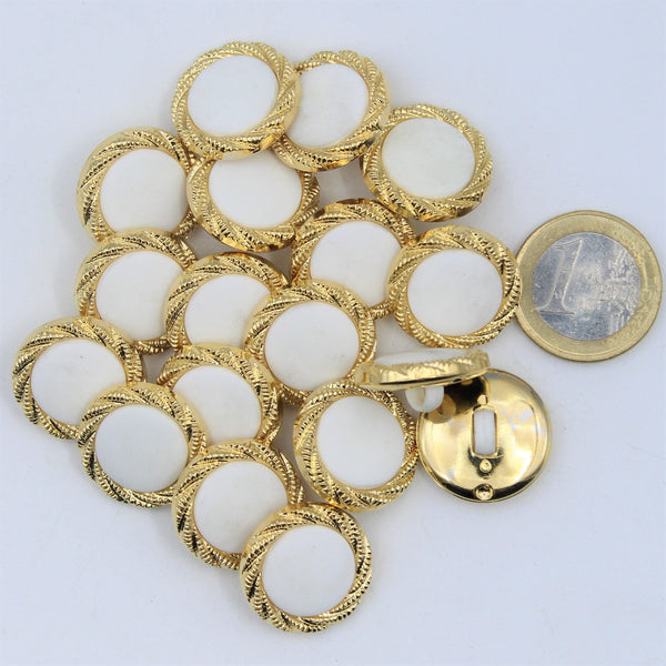 White  Shank  Lady Button With Gold Outline #KCQ4005 - ACCESSOIRES LEDUC