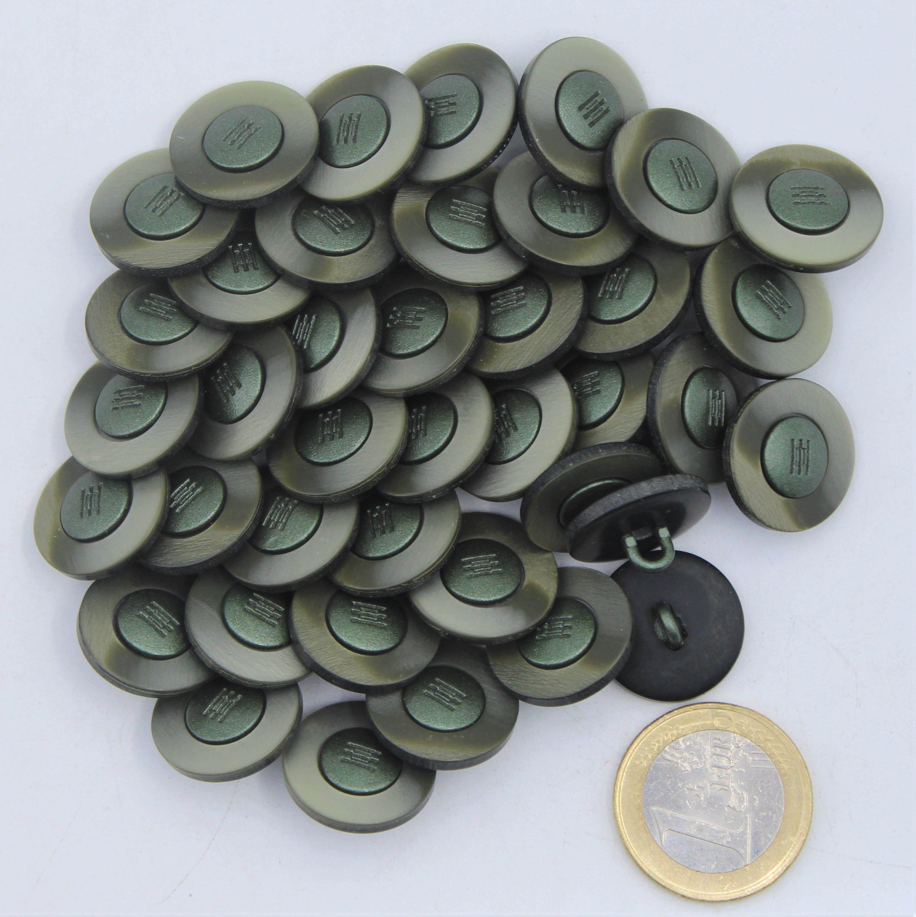 Green Camo Sān gān Compound Shank Button #KCQ4008 - ACCESSOIRES LEDUC BV