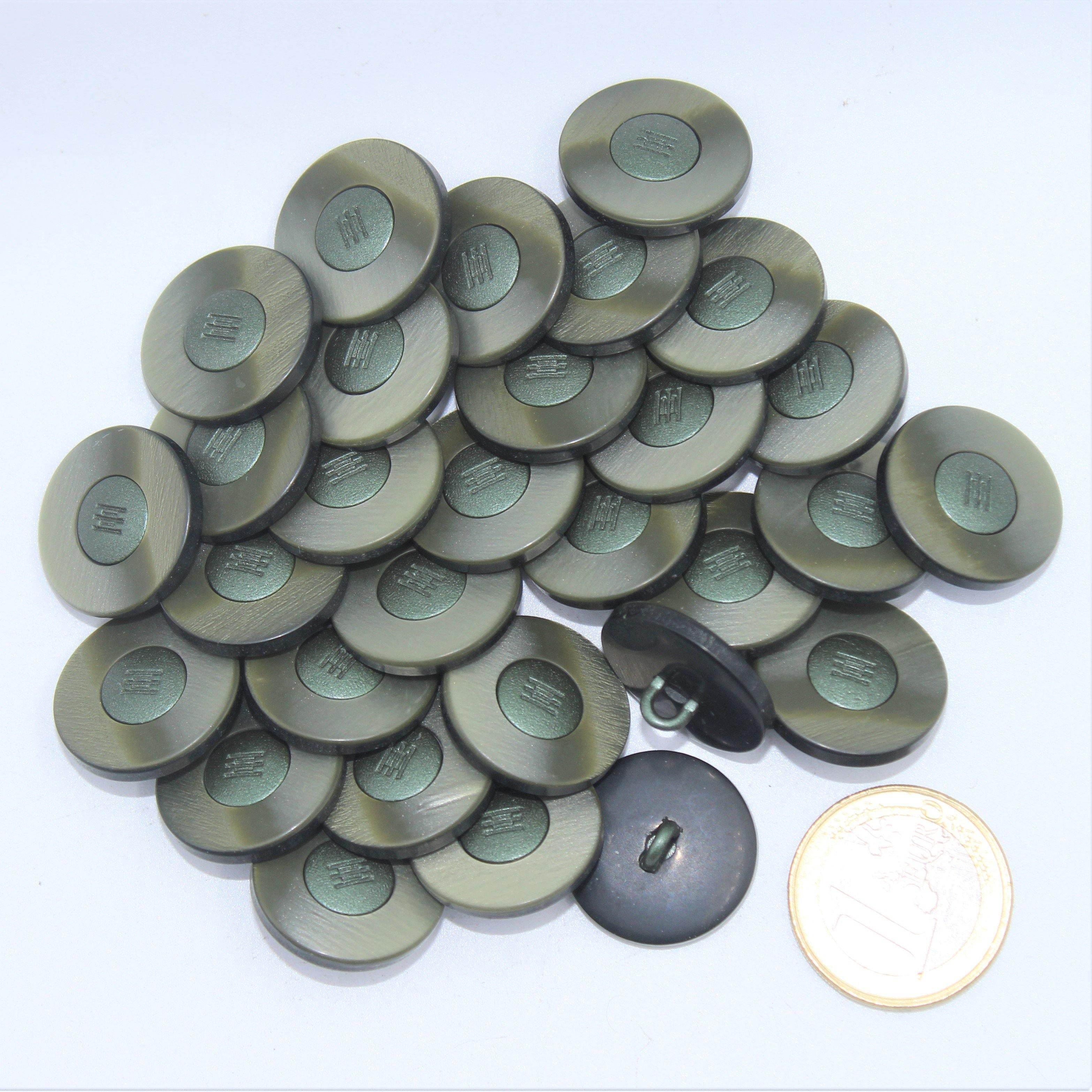 Green Camo Sān gān Compound Shank Button #KCQ4008 - ACCESSOIRES LEDUC BV