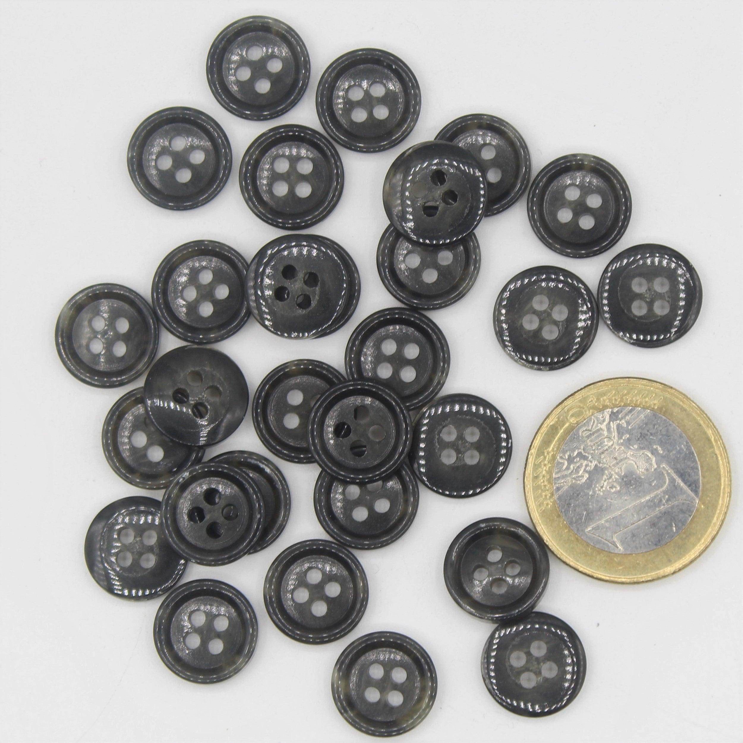 Galalith Marble Button Dark Grey #KG44003 - ACCESSOIRES LEDUC BV