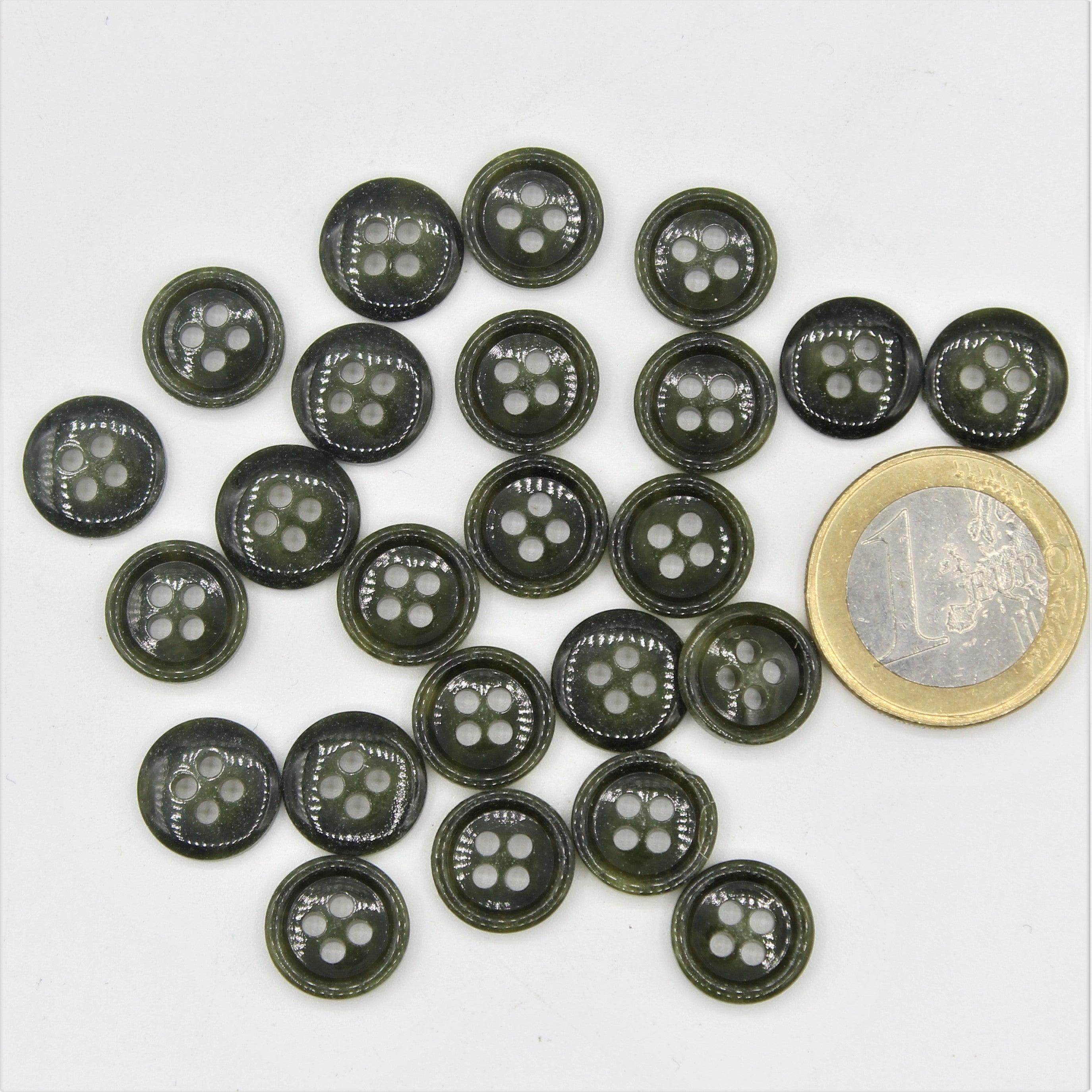 Galalith Marble Button Khaki #KG44004 - ACCESSOIRES LEDUC BV