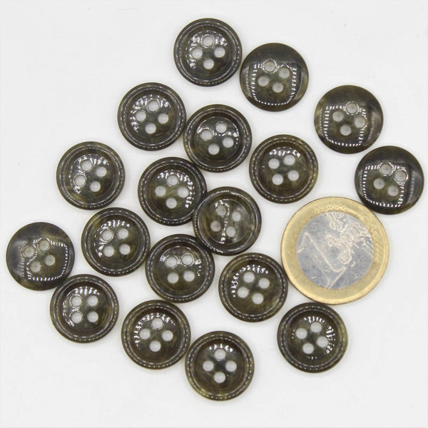 Galalith Marble Button Khaki #KG44004 - ACCESSOIRES LEDUC BV