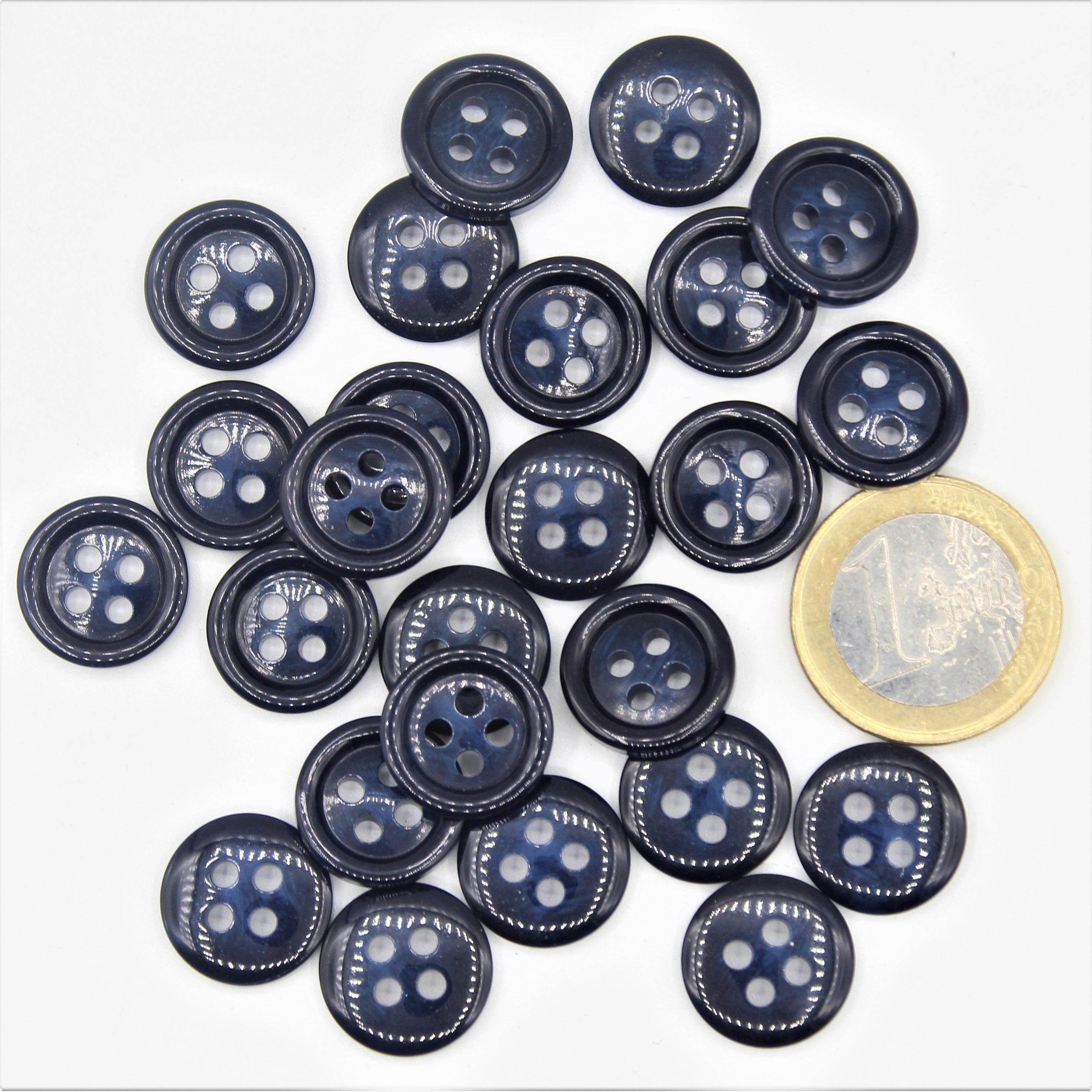 Galalith Marble Button Navy #KG44005 - ACCESSOIRES LEDUC BV