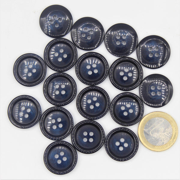 Galalith Marble Button Navy #KG44005 - ACCESSOIRES LEDUC BV