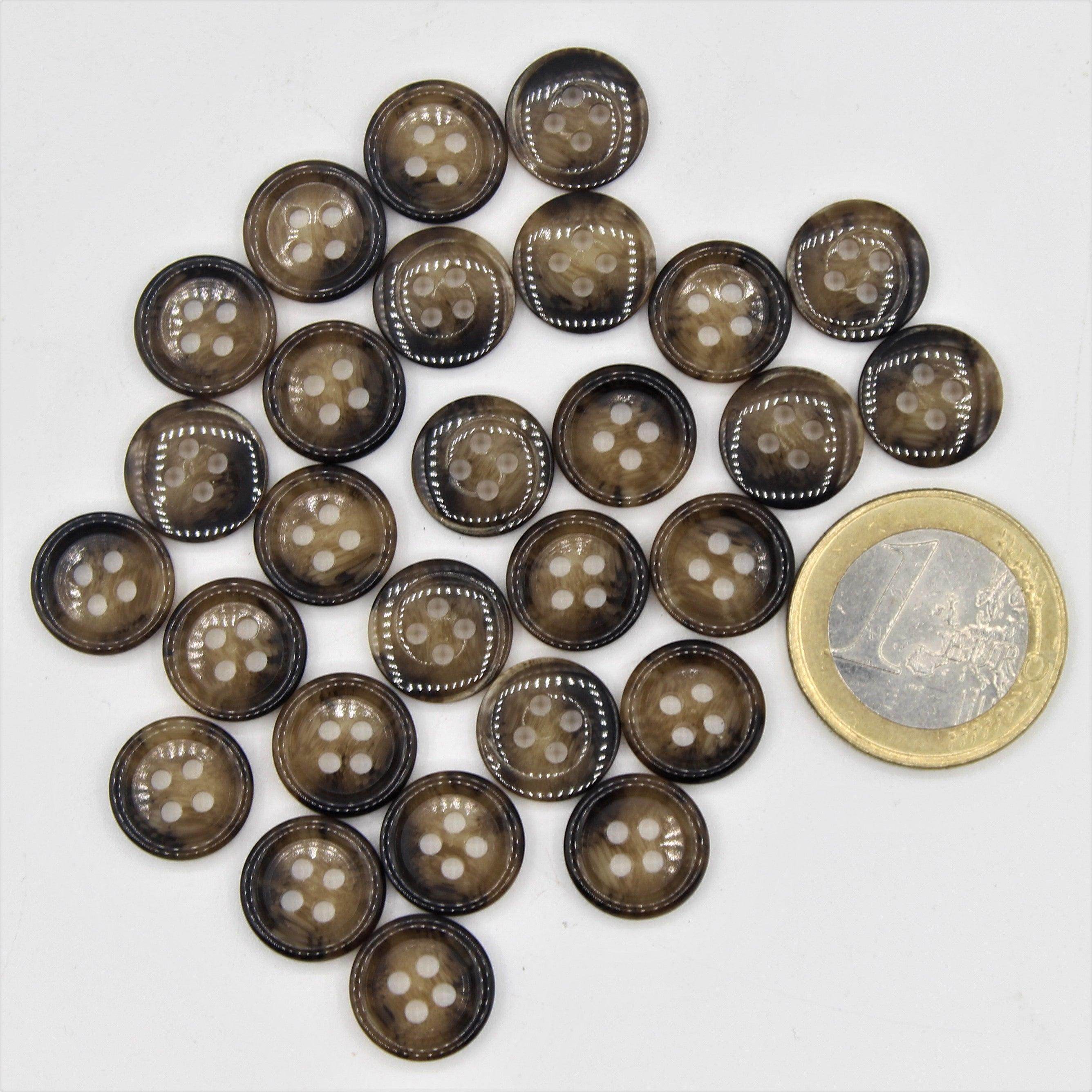 Galalith Marble Button Brown #KG44006 - ACCESSOIRES LEDUC BV