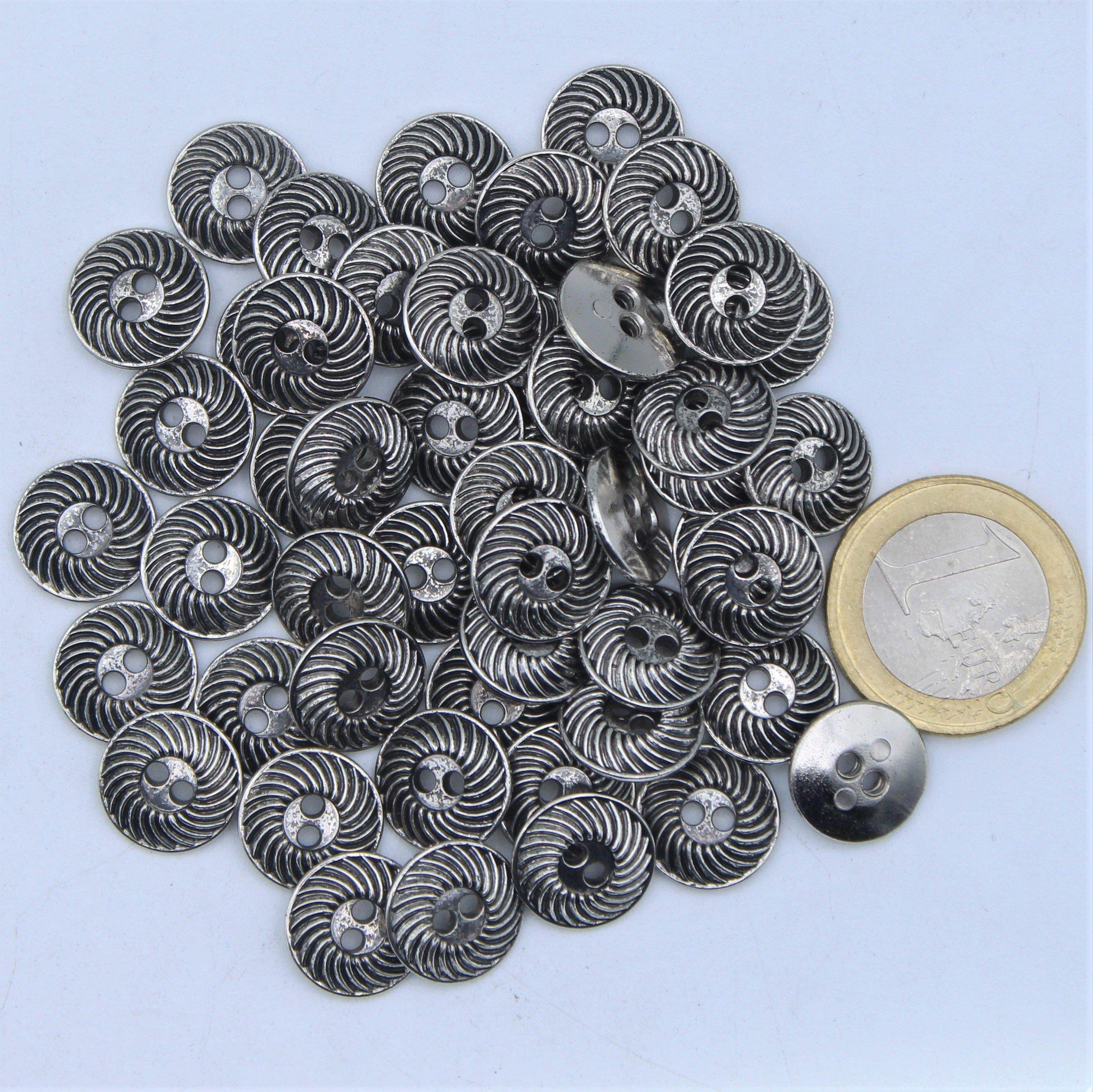 Old Silver Metal Spiral Button 2 Holes #KM24004 - ACCESSOIRES LEDUC BV