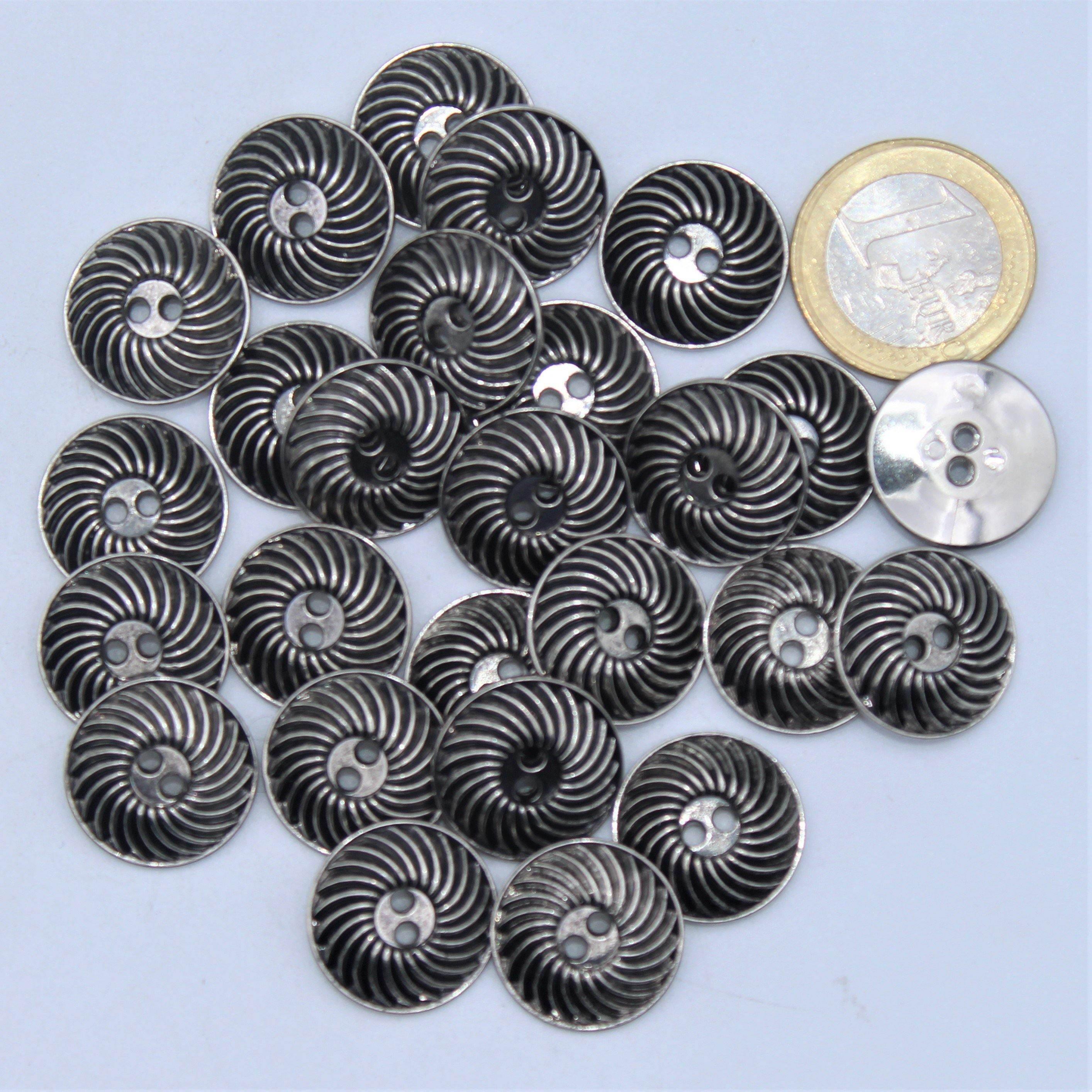 Old Silver Metal Spiral Button 2 Holes #KM24004 - ACCESSOIRES LEDUC BV