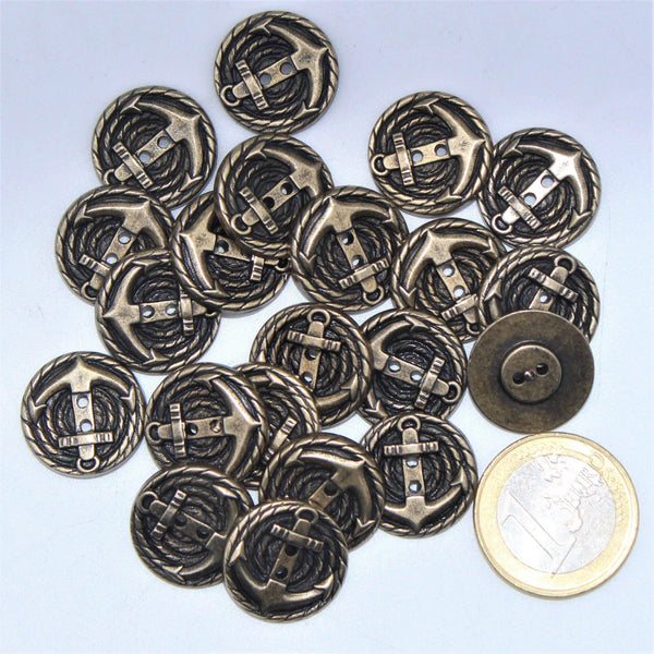 Bronze Gun Metal 2 holes Anchor Button #KM24005 - ACCESSOIRES LEDUC BV
