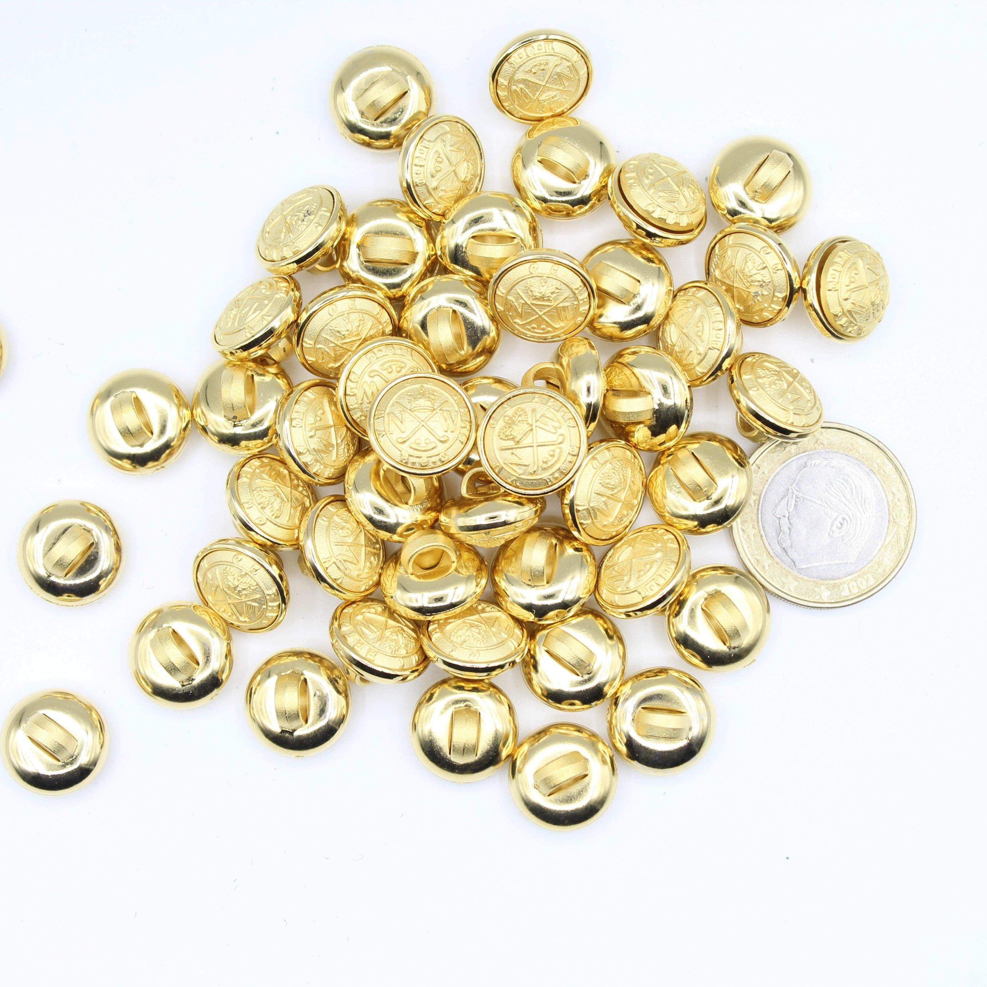 Gold Nylon Metalized Crest Button Military style Vintage Blazer Buttons #KMQ017 - ACCESSOIRES LEDUC BV