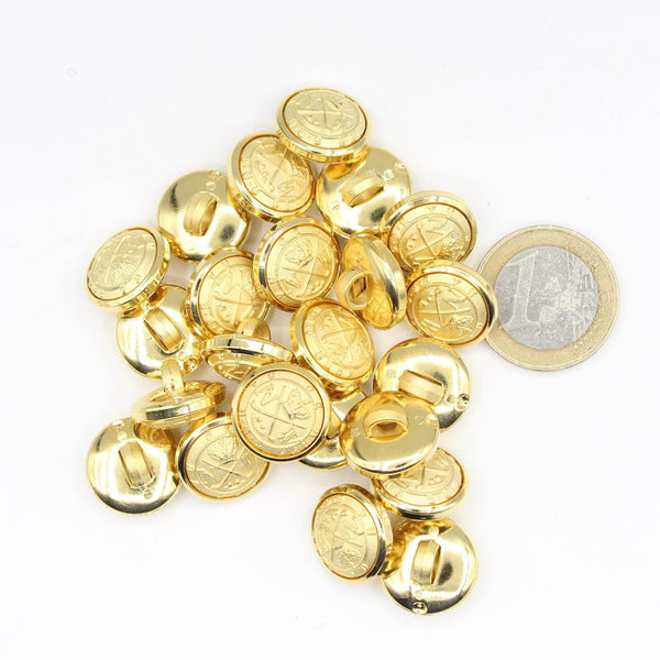 Gold Nylon Metalized Crest Button Military style Vintage Blazer Buttons #KMQ017 - ACCESSOIRES LEDUC BV