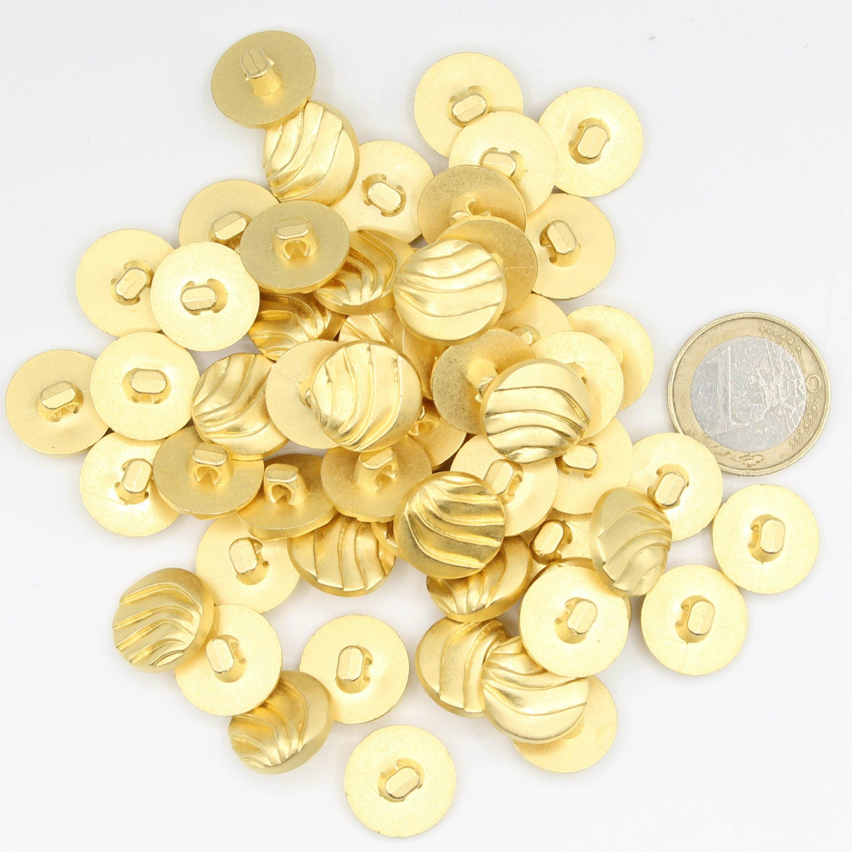 Gold Metal Wave lines style Vintage Blazer Buttons #KMQ028 - ACCESSOIRES LEDUC BV