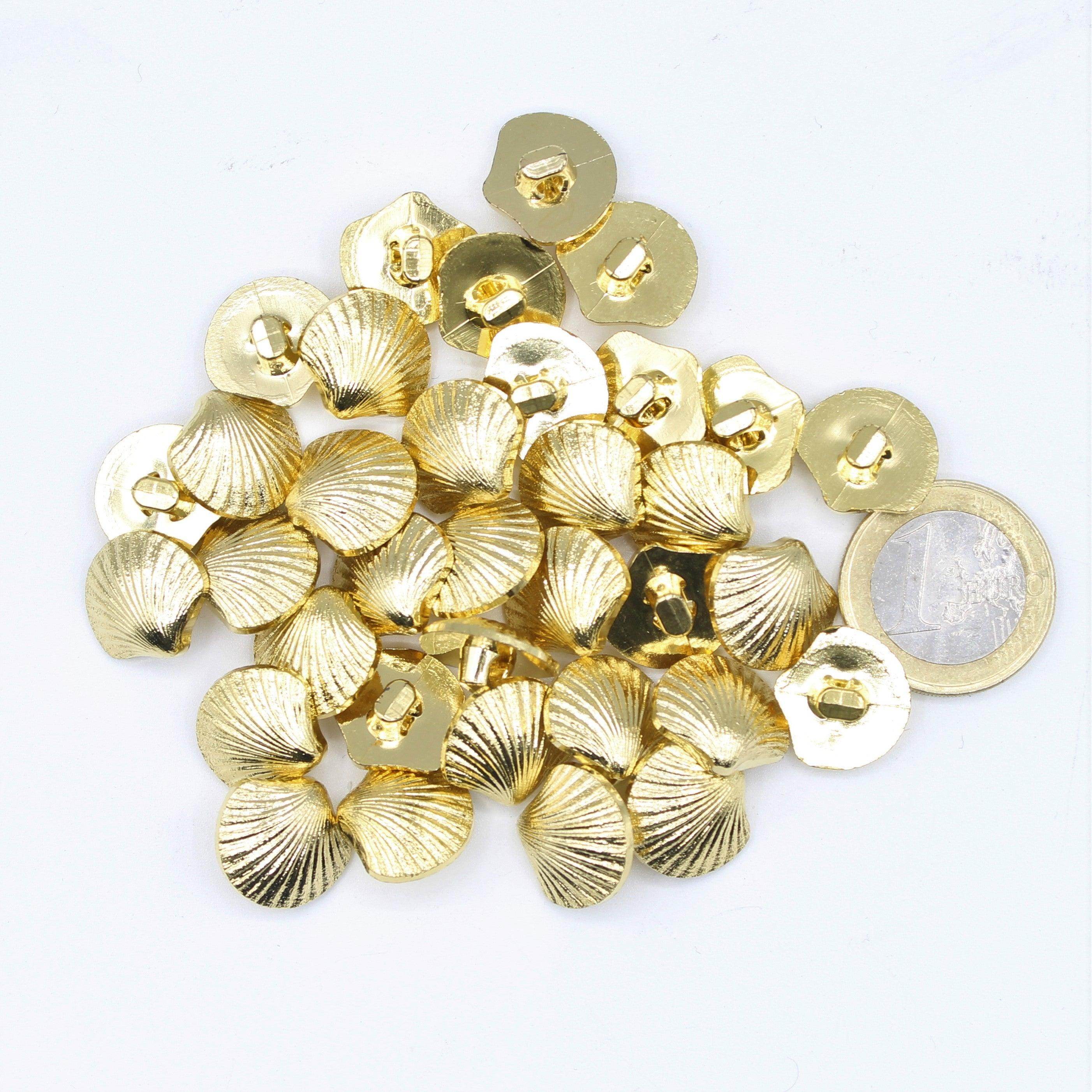 Gold Metal Shell Vintage Blazer Shank Buttons #KMQ042 - ACCESSOIRES LEDUC BV