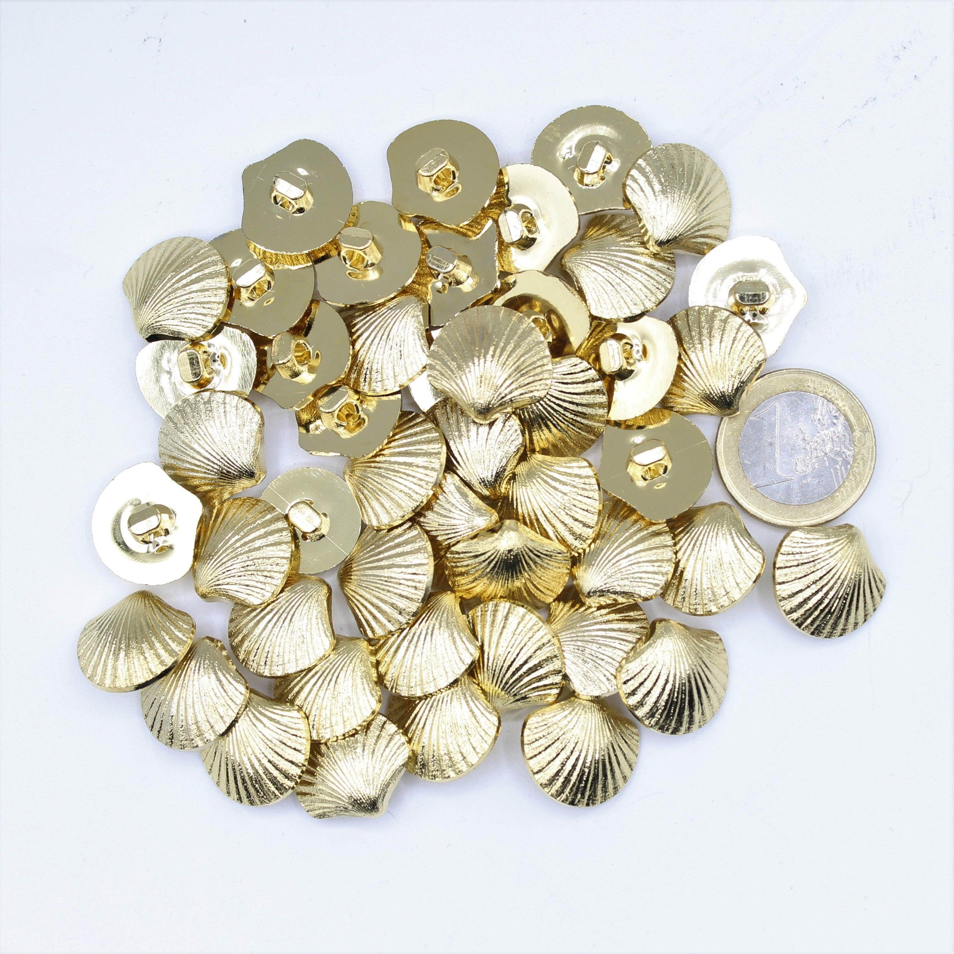 Gold Metal Shell Vintage Blazer Shank Buttons #KMQ042 - ACCESSOIRES LEDUC BV