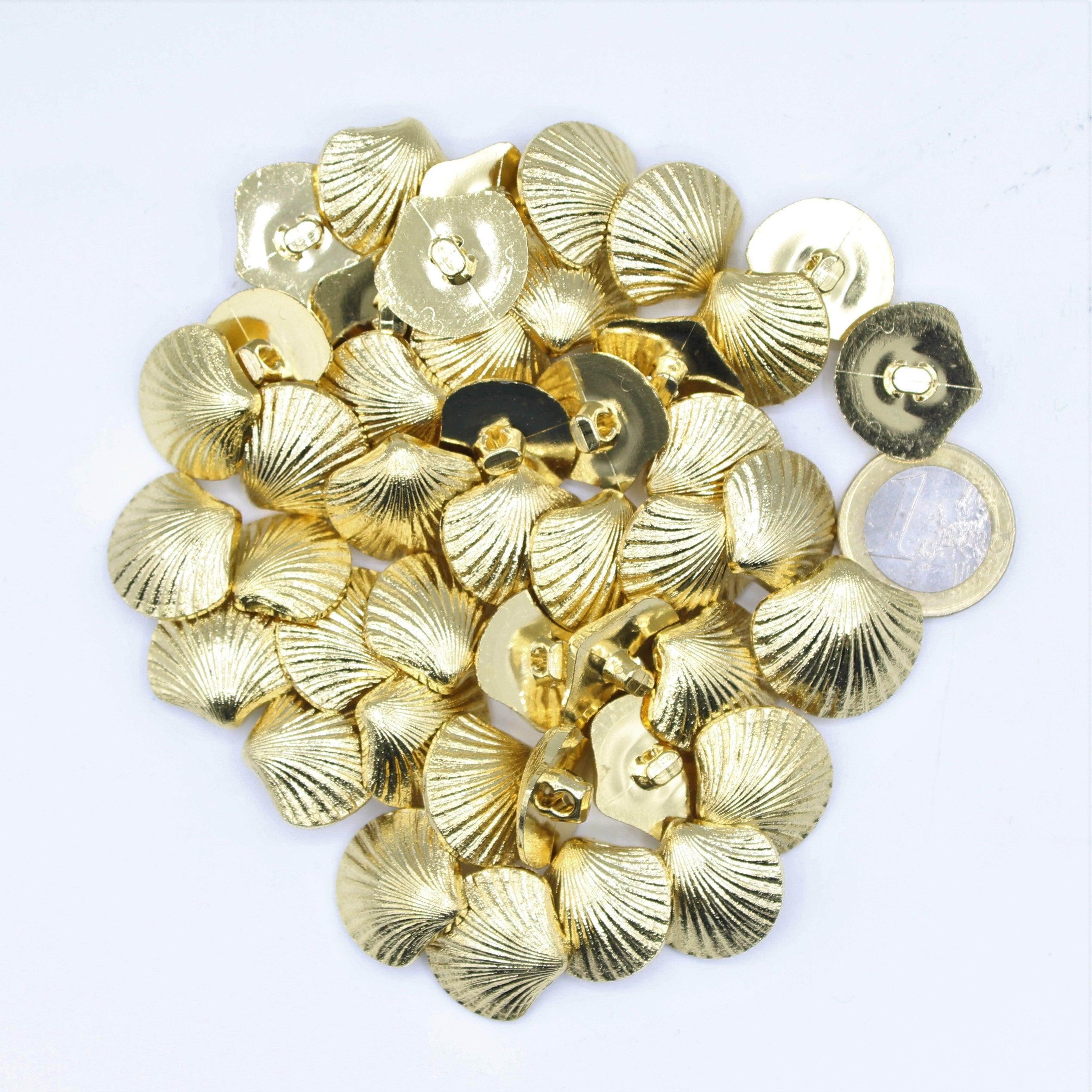Gold Metal Shell Vintage Blazer Shank Buttons #KMQ042 - ACCESSOIRES LEDUC BV