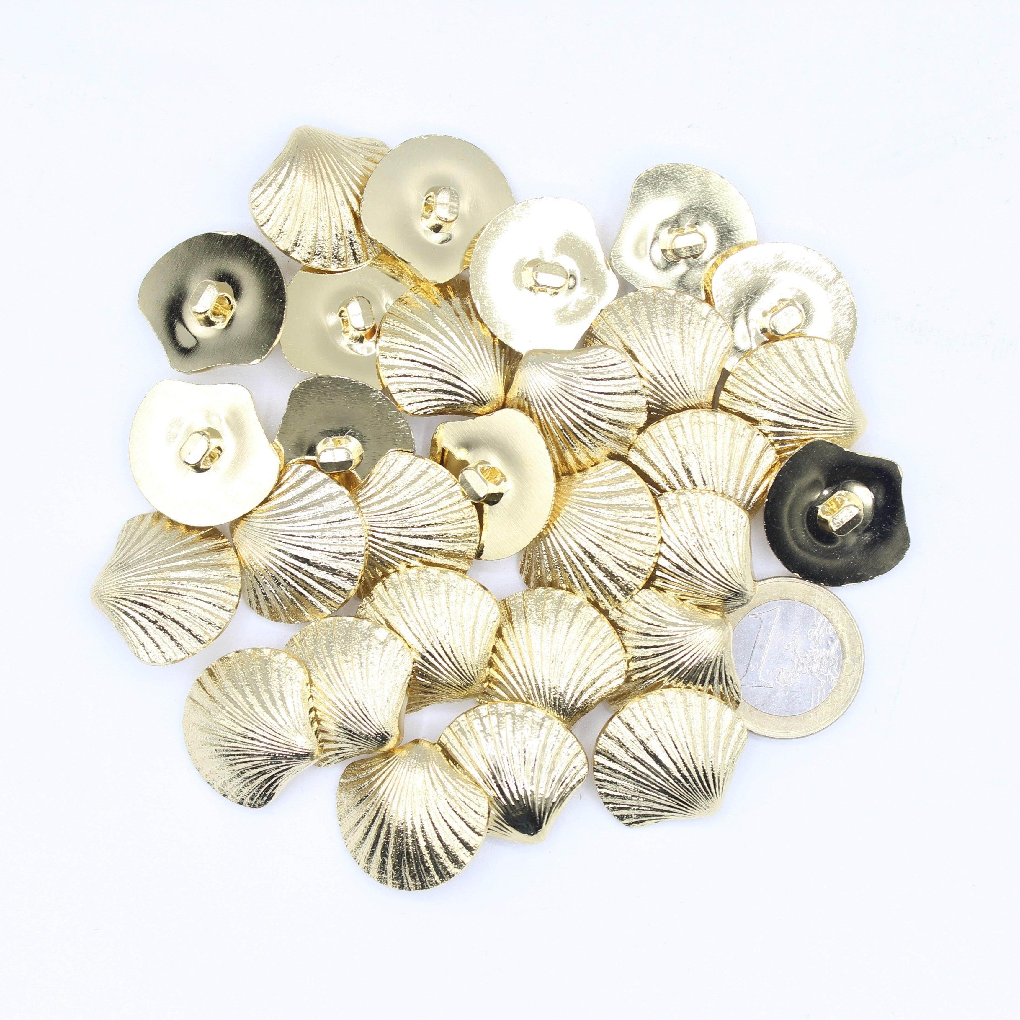 Gold Metal Shell Vintage Blazer Shank Buttons #KMQ042 - ACCESSOIRES LEDUC BV