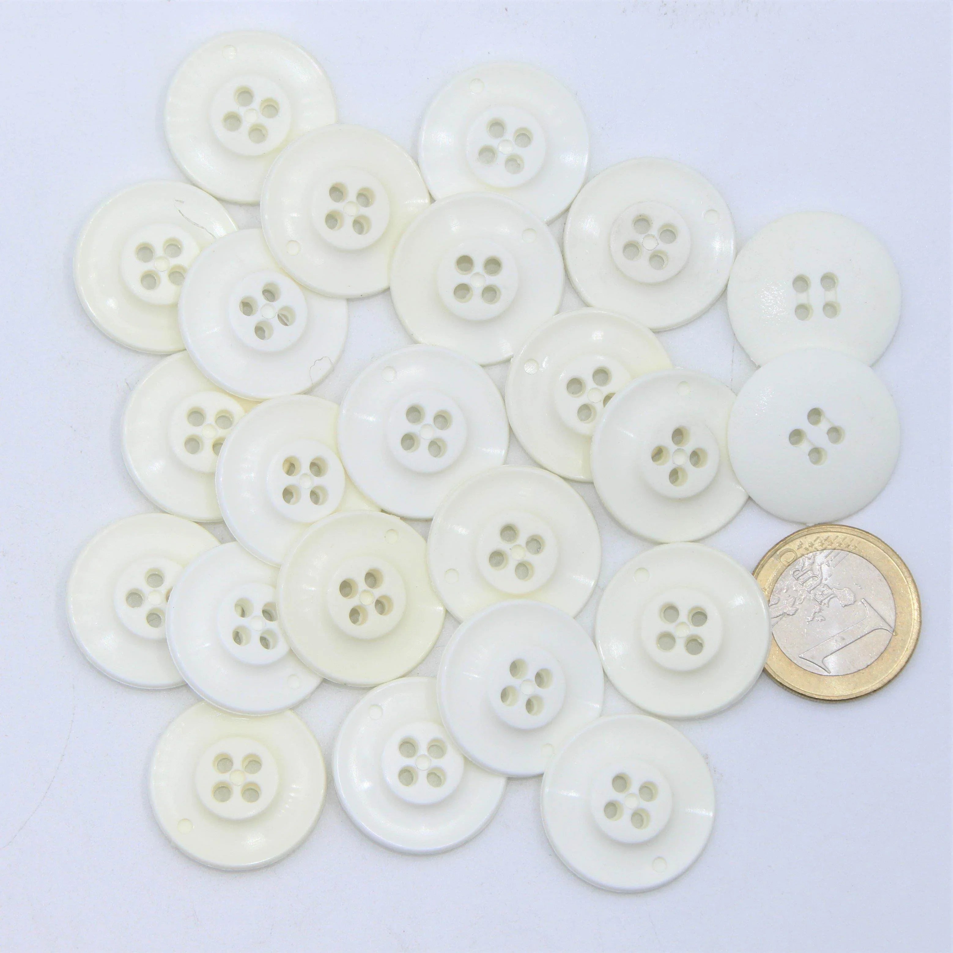 White Jacket Nylon 4 holes Button #KN44001 - ACCESSOIRES LEDUC BV