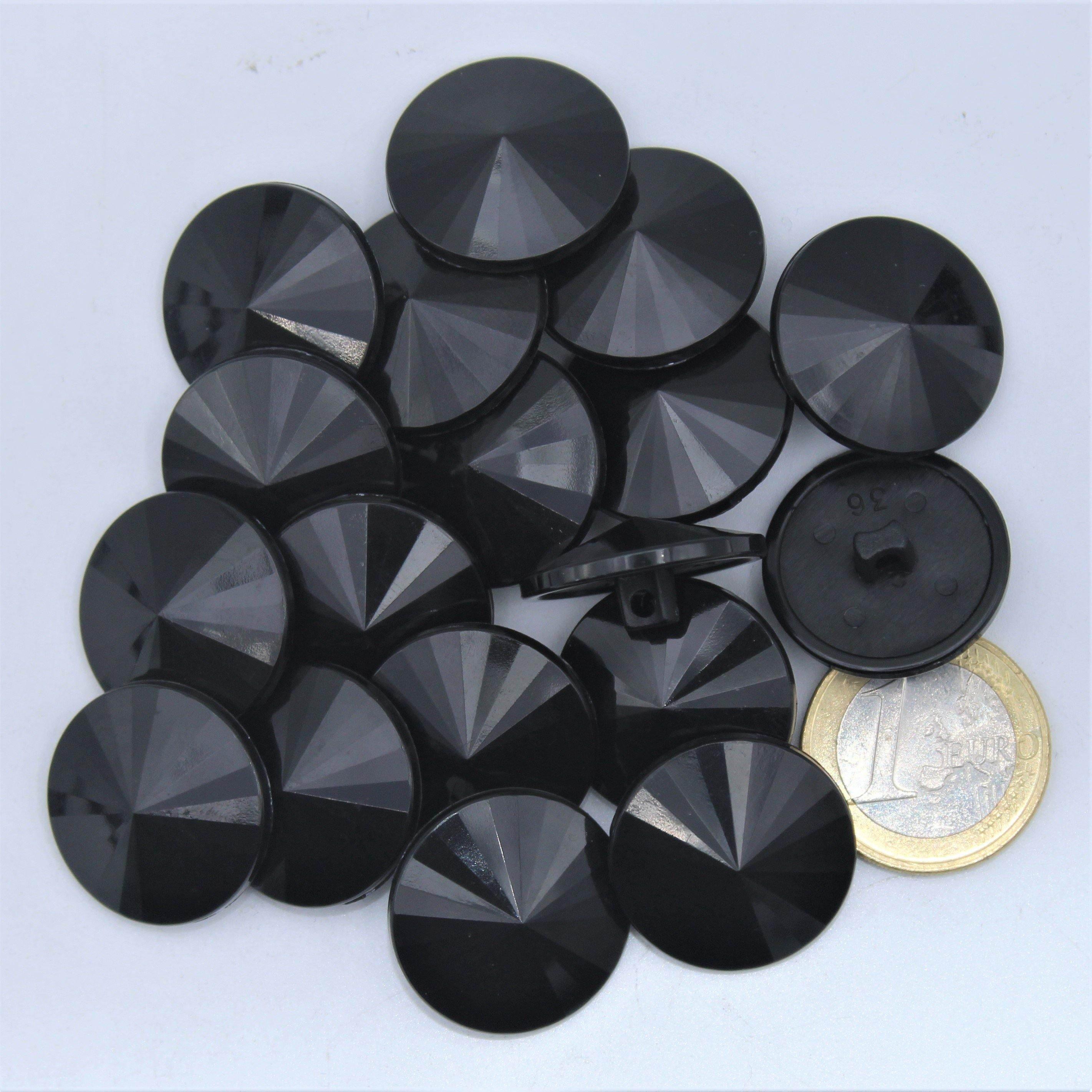 Reflective Black Cone Nylon Shank Button #KNQ4002 - ACCESSOIRES LEDUC BV