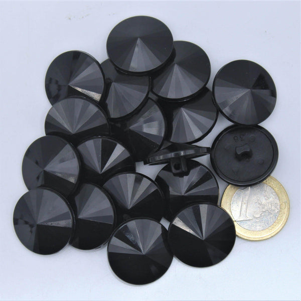 Reflective Black Cone Nylon Shank Button #KNQ4002 - ACCESSOIRES LEDUC BV