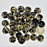 Polyester Shinny Button Wood chips on black background 2 holes #KP24000 - ACCESSOIRES LEDUC BV