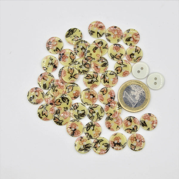 Polyester Pink Flower Button 2 holes #KP24002 - ACCESSOIRES LEDUC BV