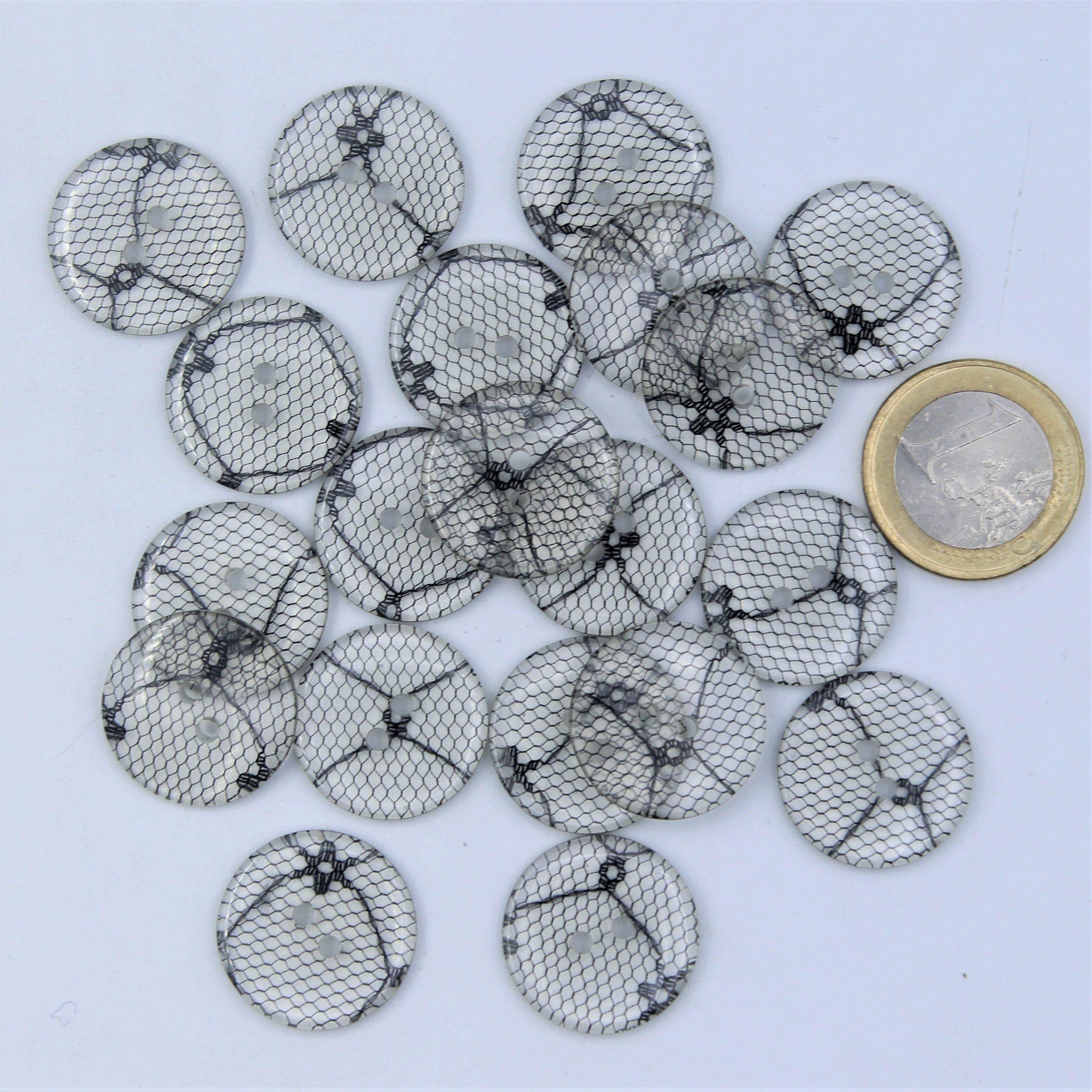 Polyester Transparent Black Lace Button 2 holes #KP24005 - ACCESSOIRES LEDUC BV