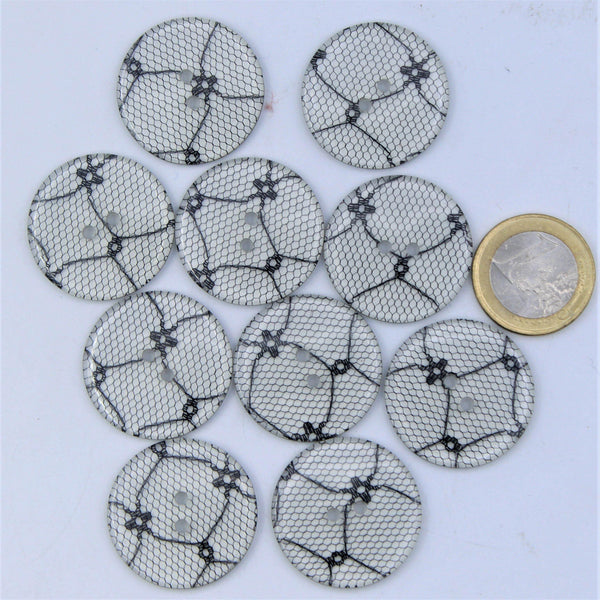 Polyester Transparent Black Lace Button 2 holes #KP24005 - ACCESSOIRES LEDUC BV