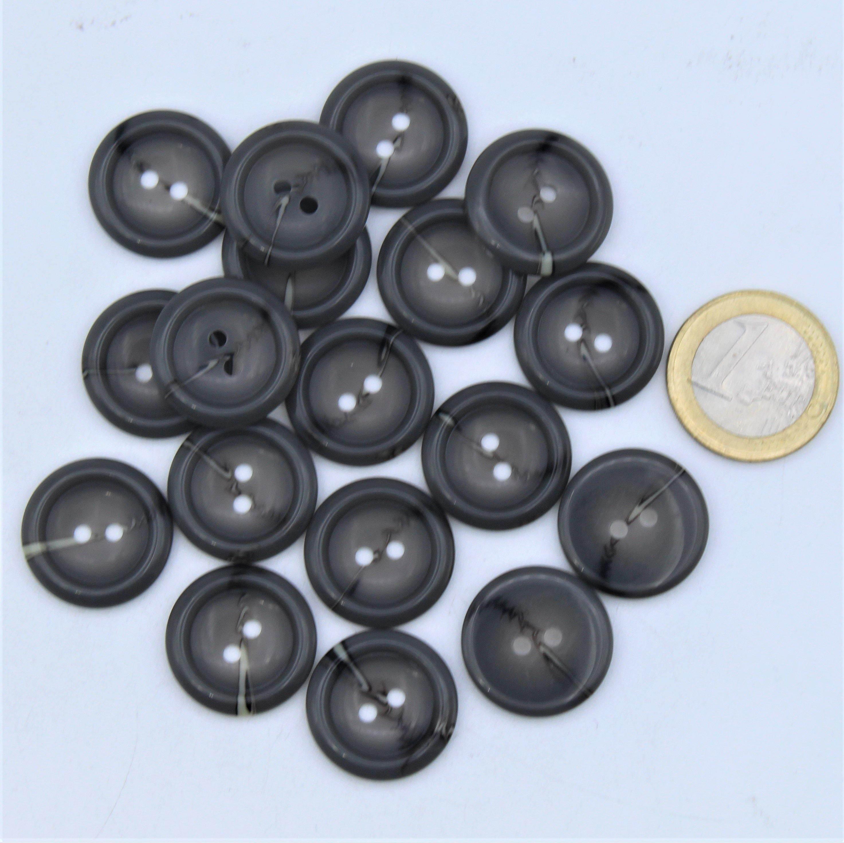 Polyester Grey Stone Vein Button 2 holes #KP24006 - ACCESSOIRES LEDUC BV