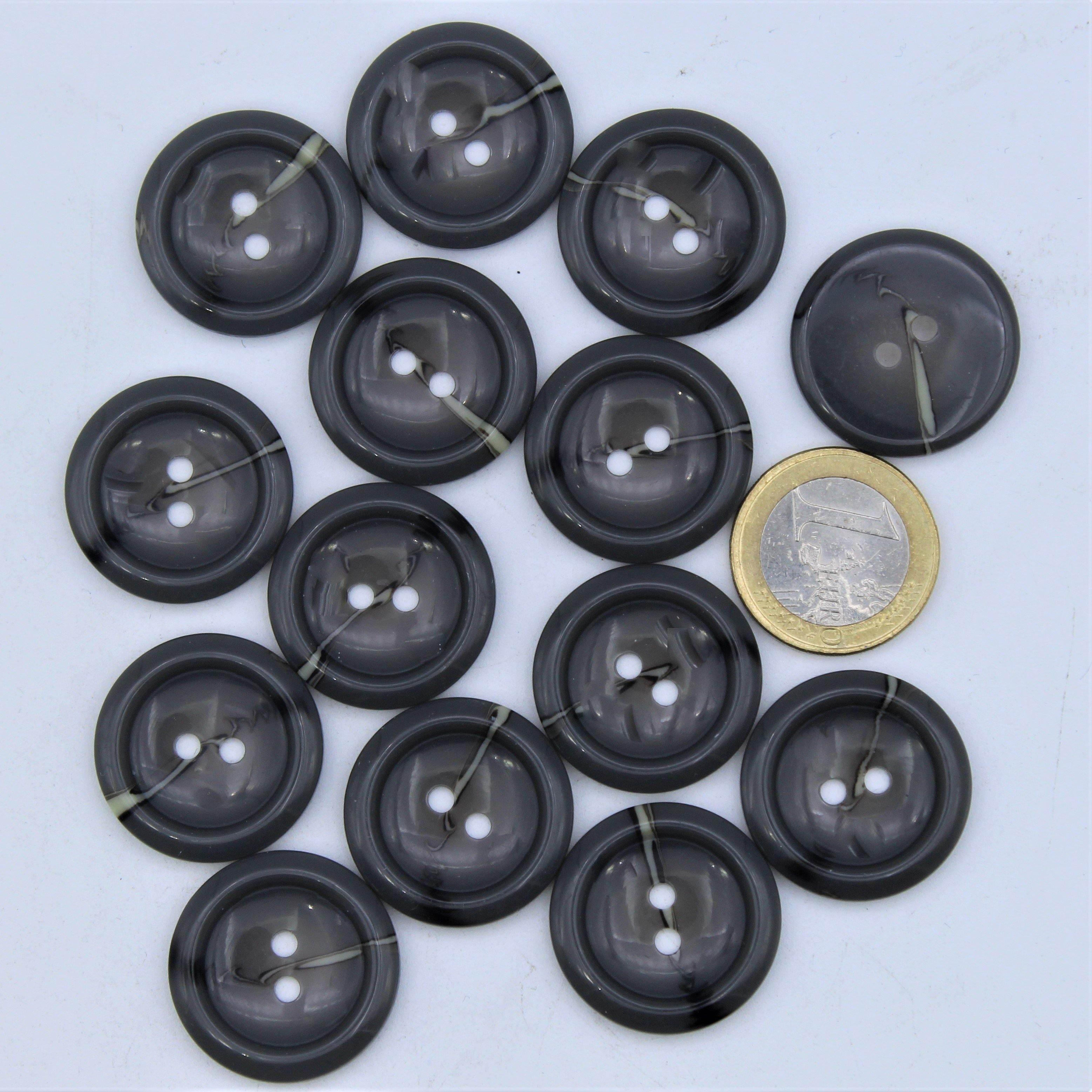 Polyester Grey Stone Vein Button 2 holes #KP24006 - ACCESSOIRES LEDUC BV