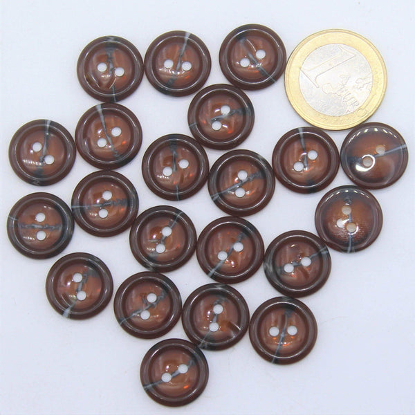 Polyester Clear brown Stone Vein Button 2 holes #KP24007 - ACCESSOIRES LEDUC BV