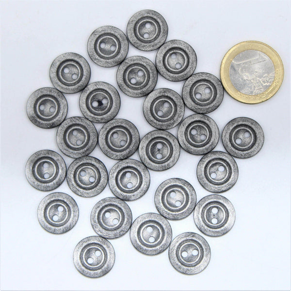 Shiny Polyester Grey Stardust 2 holes Button #KP24008 - ACCESSOIRES LEDUC BV