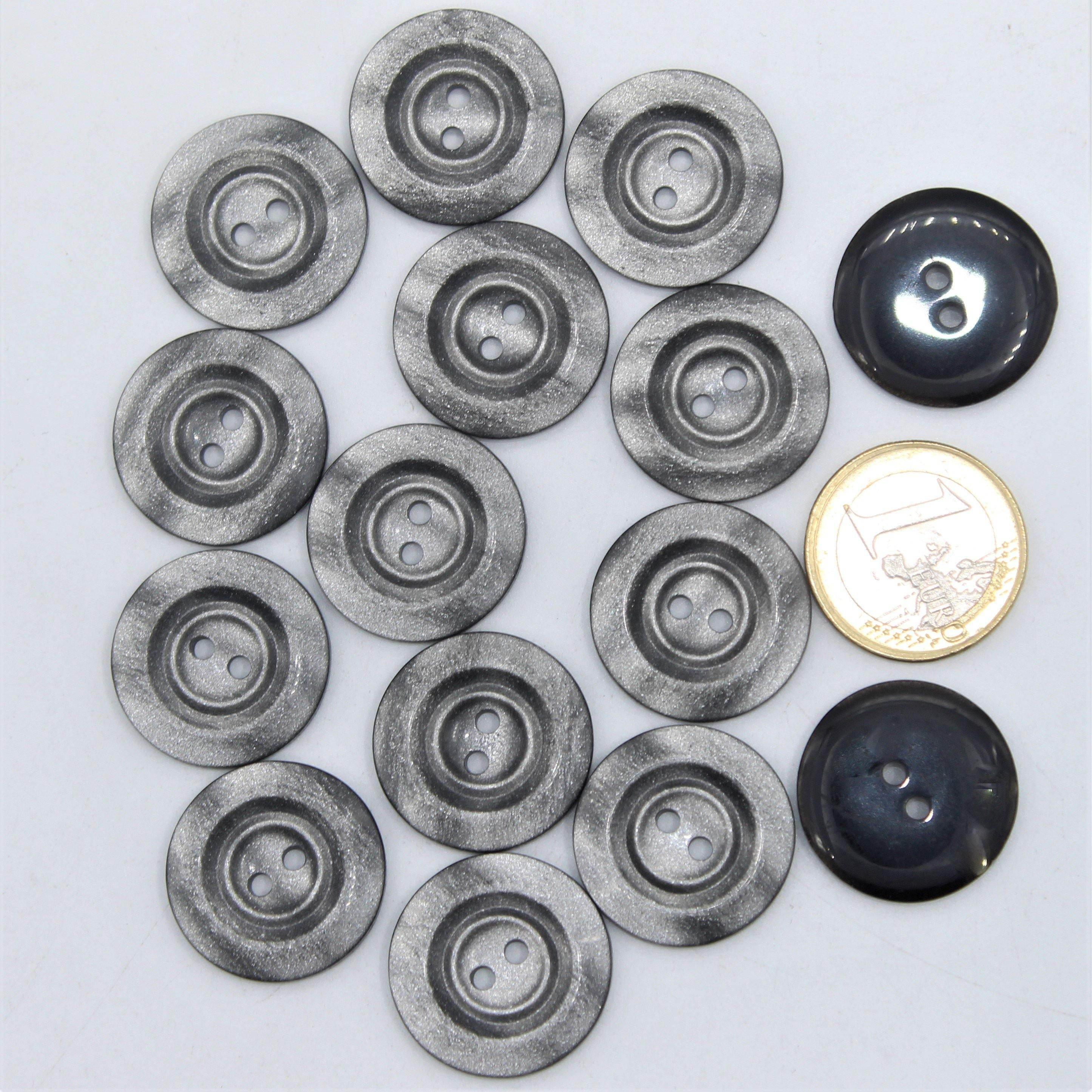 Shiny Polyester Grey Stardust 2 holes Button #KP24008 - ACCESSOIRES LEDUC BV