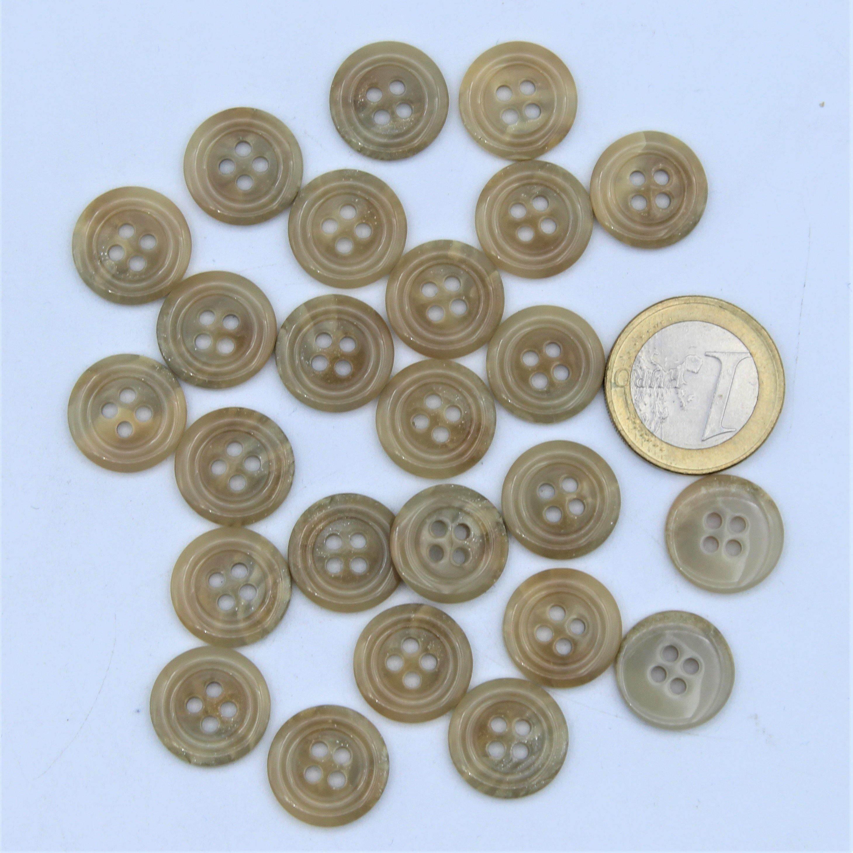 Polyester Light Brown Button 4 holes #KP44004 - ACCESSOIRES LEDUC BV