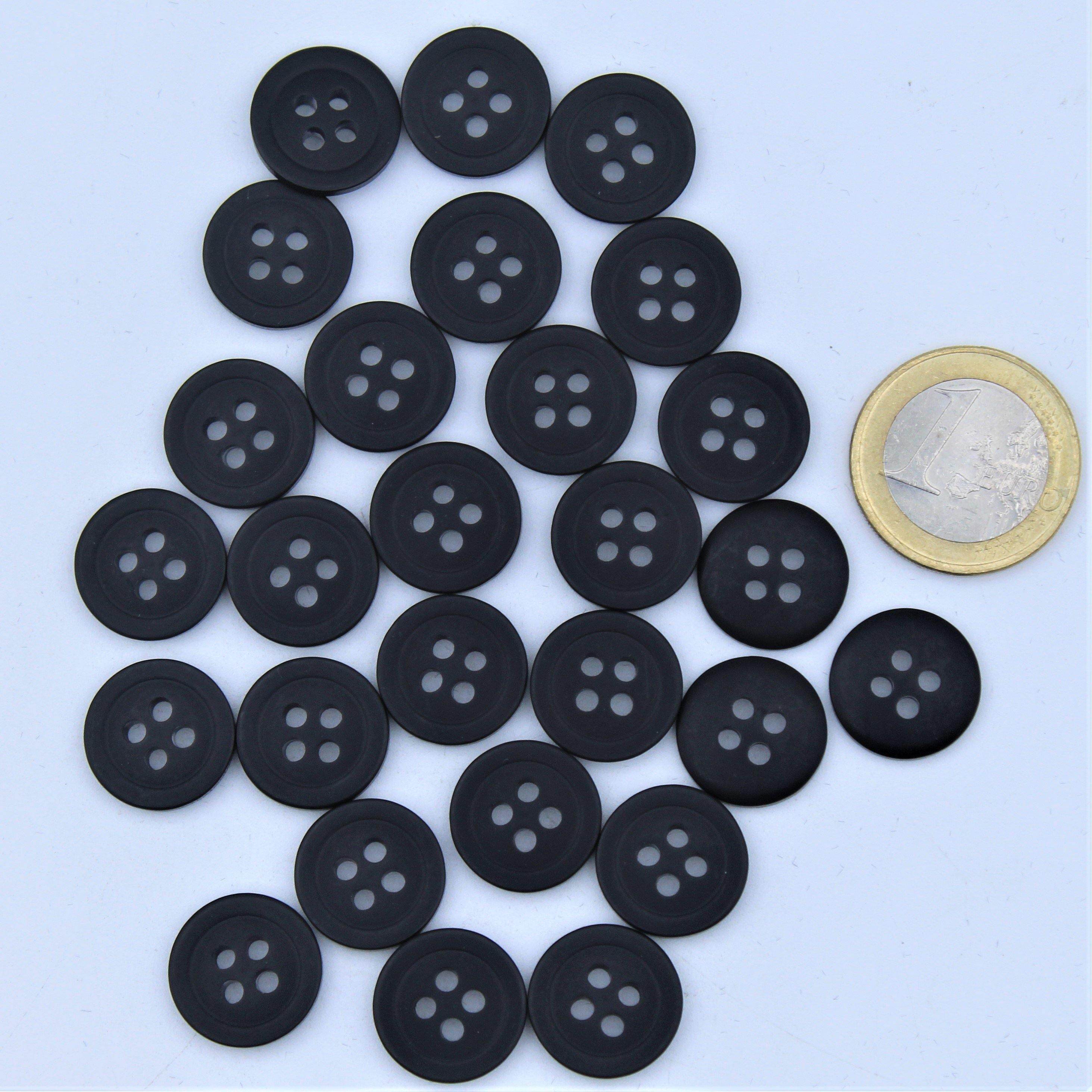 Polyester Classic Black Button #KP44005 - ACCESSOIRES LEDUC BV