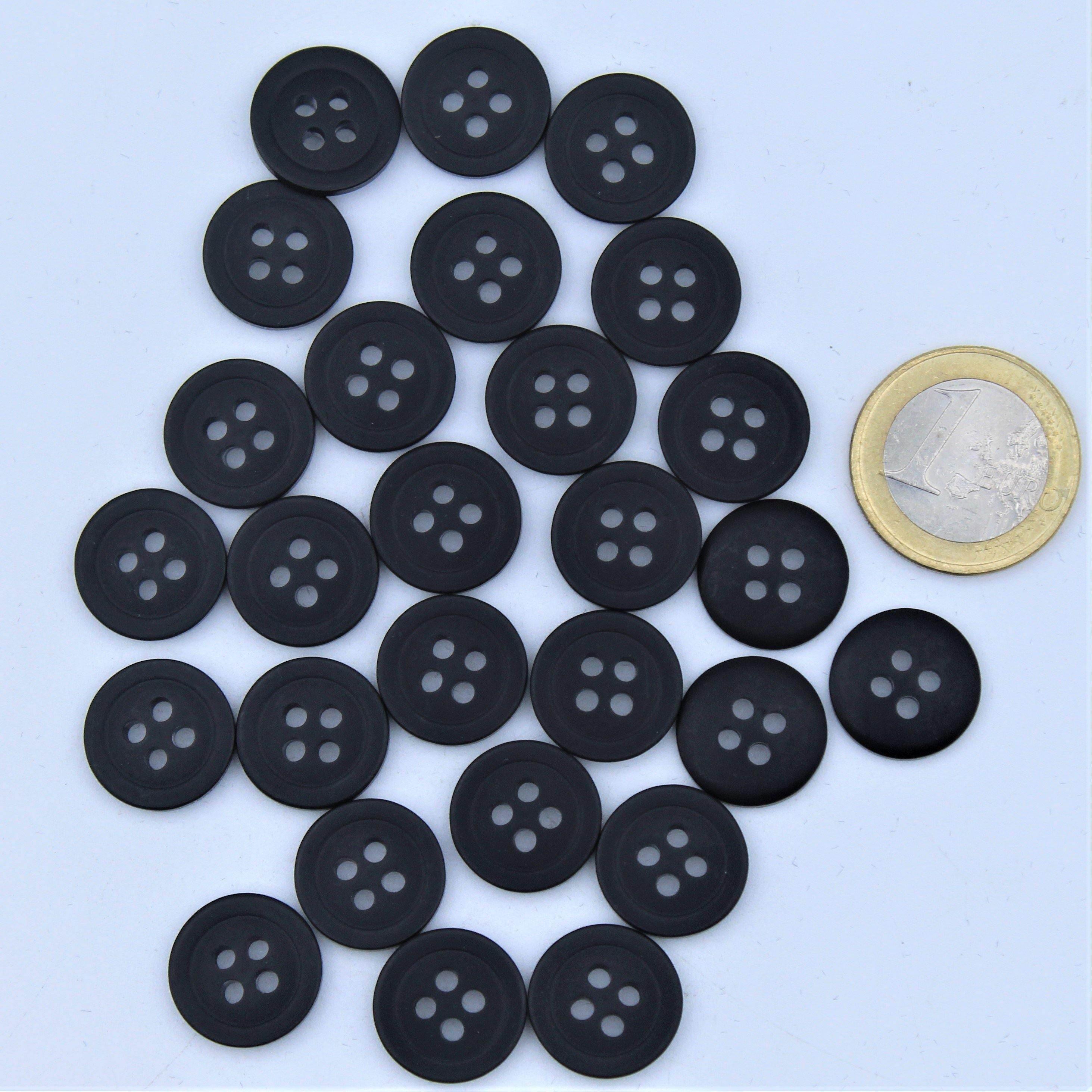 Polyester Classic Black Button #KP44005 - ACCESSOIRES LEDUC BV