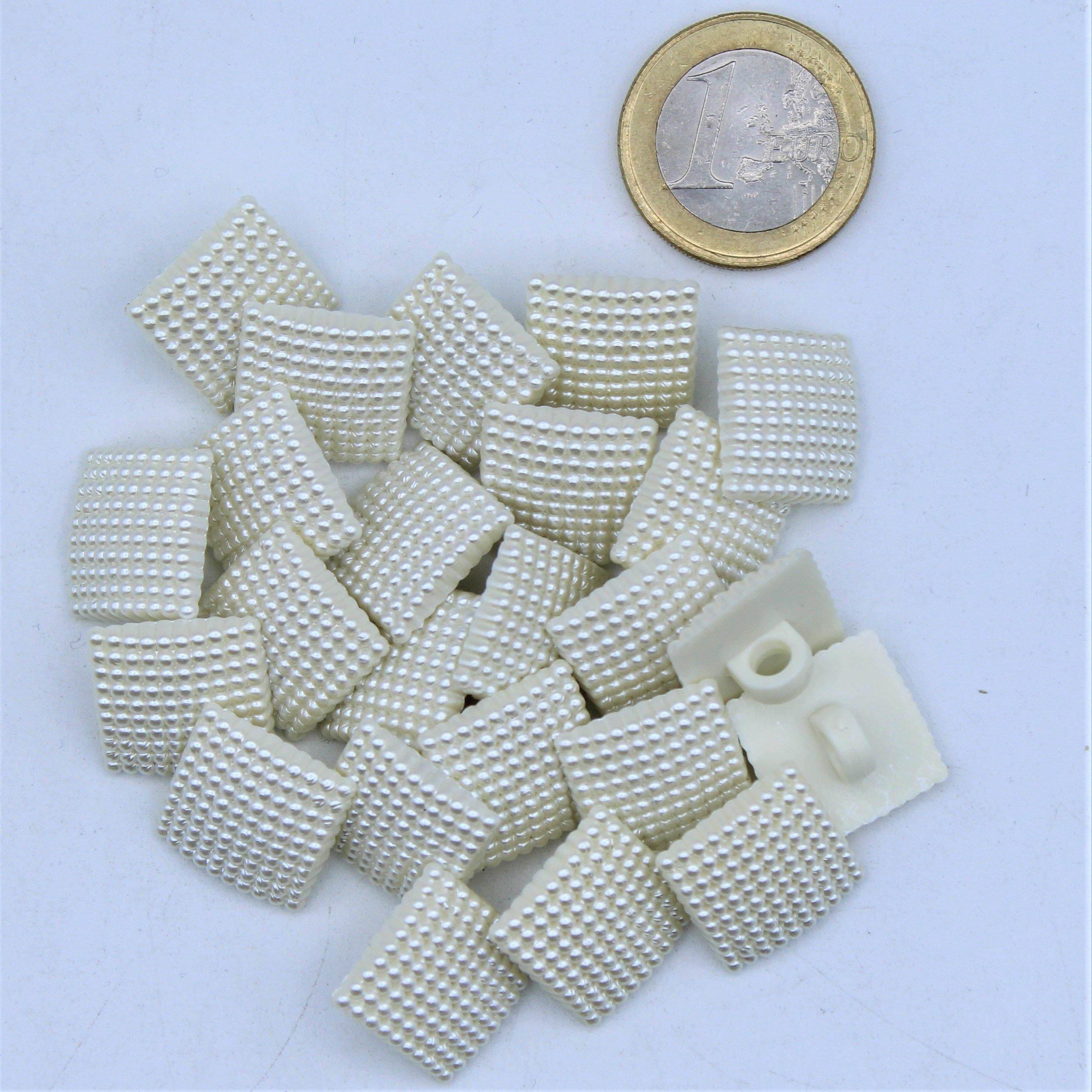 Pearly White Nylon Square Shank Button #KNQ4001 - ACCESSOIRES LEDUC BV