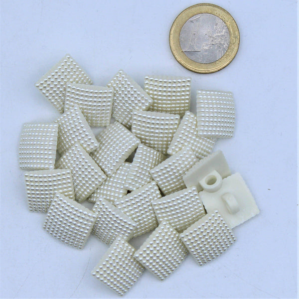 Pearly White Nylon Square Shank Button #KNQ4001 - ACCESSOIRES LEDUC BV