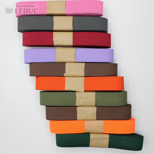 10 x 5 METRES - 25mm KNITTED Coloured Elastics - Mixed Colours - ACCESSOIRES LEDUC BV