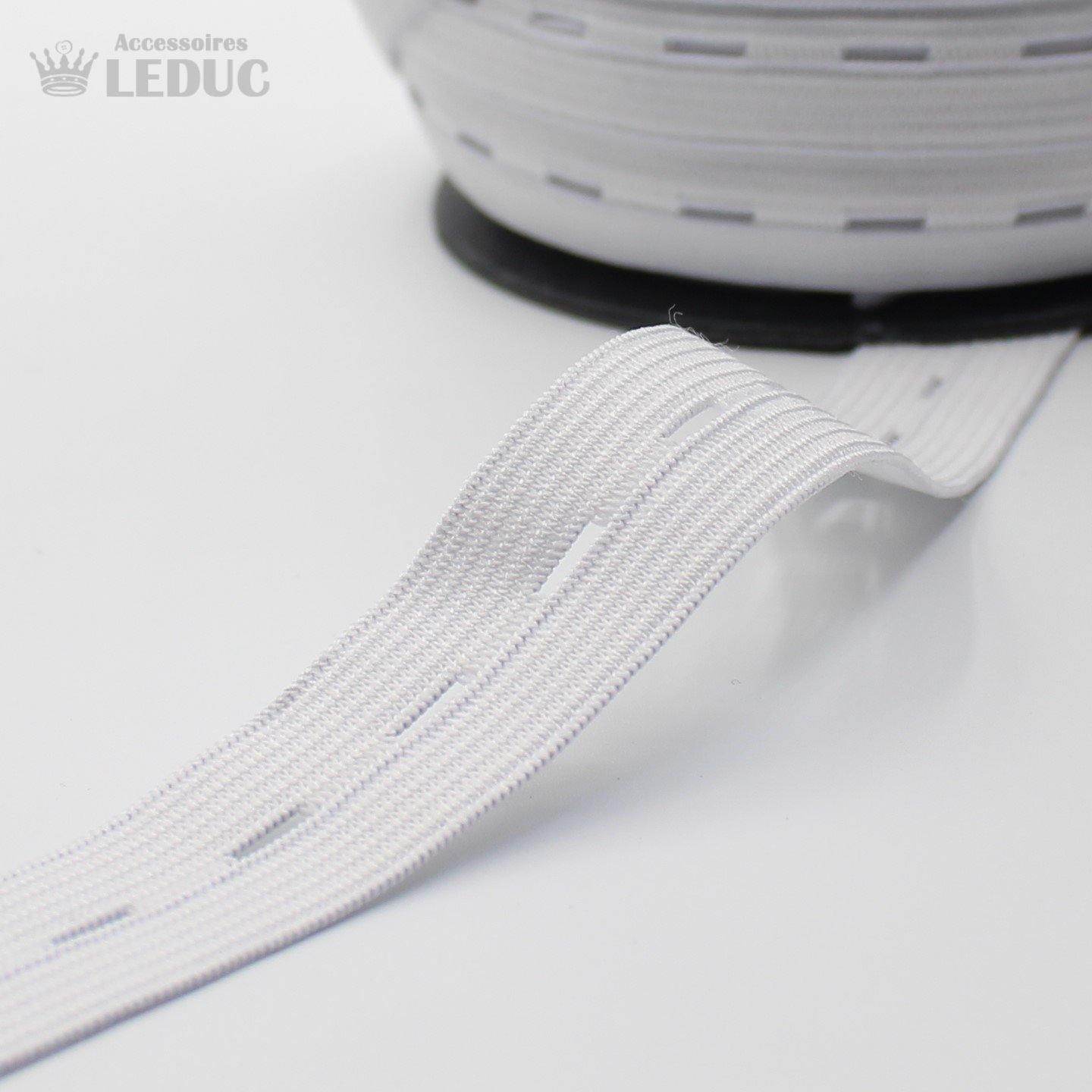 5 Meters BUTTON HOLE ELASTIC 20MM - ACCESSOIRES LEDUC BV