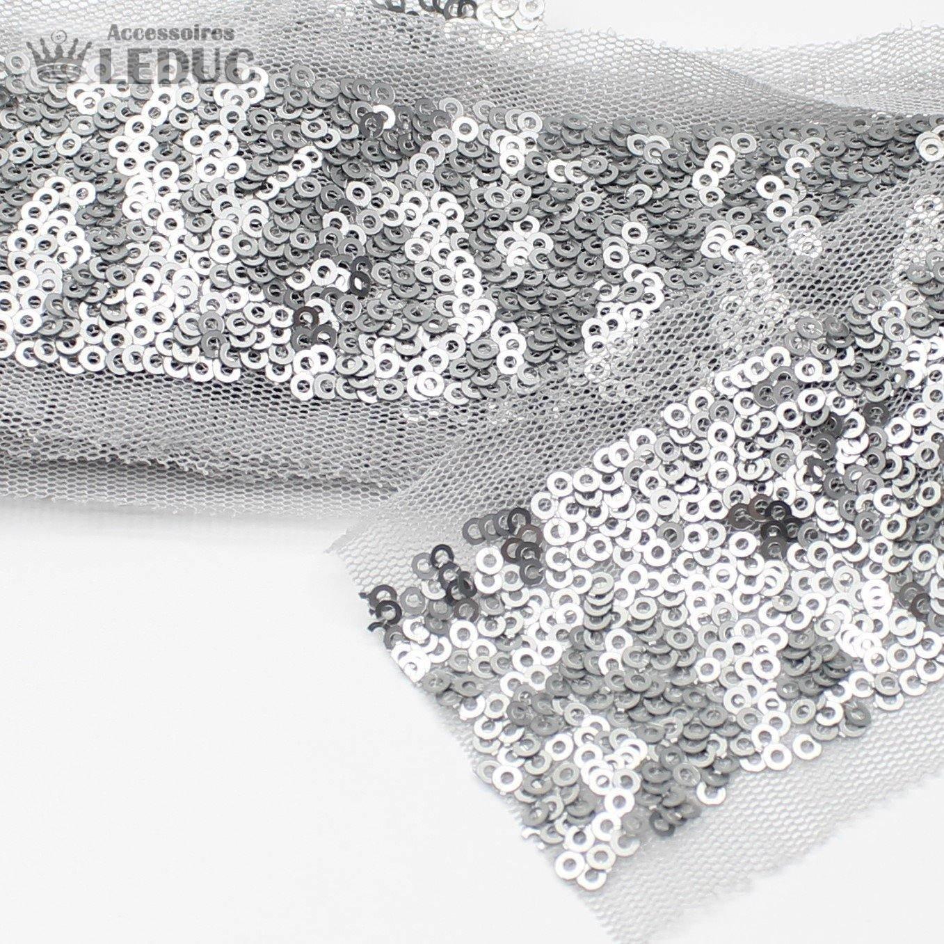 1 meter PAS1191 - 55MM sequin trim silver - ACCESSOIRES LEDUC BV