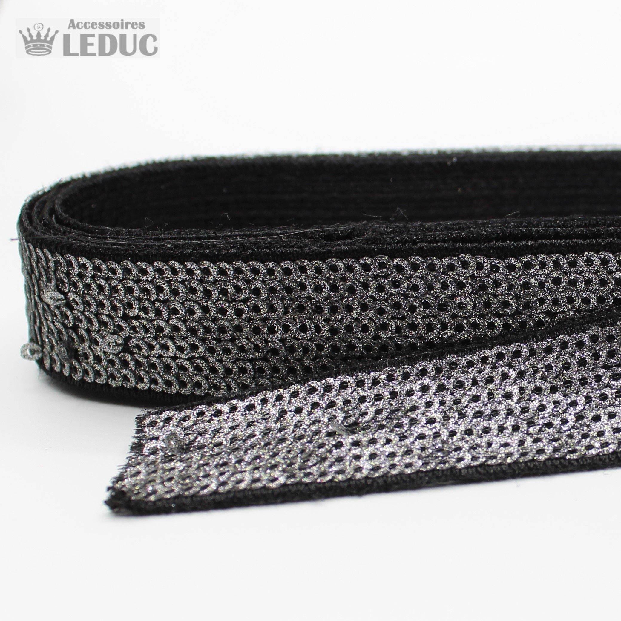 1 meter PAS2122 - 20MM sequin trim black + gunmetal - ACCESSOIRES LEDUC BV